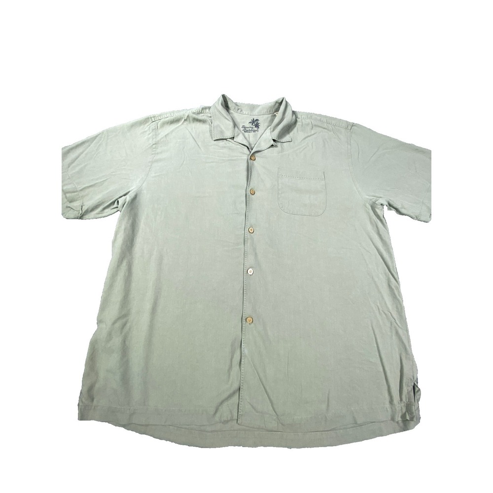 Tommy Bahama Island Shirt Mens XXL Silk Coolmax Green Button Down Short Sleeve